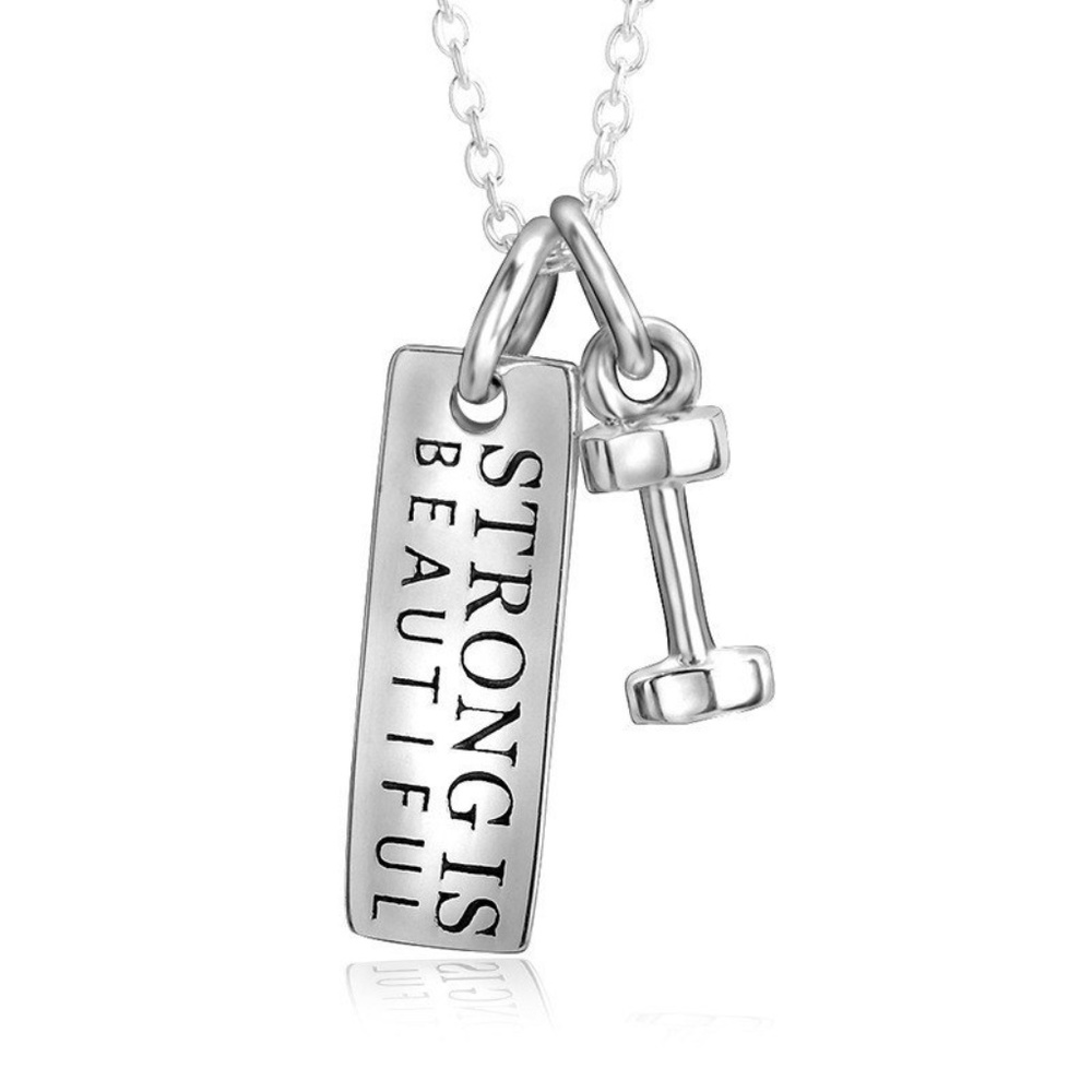 100% Real 925 Silver Strong is Beautiful Necklace